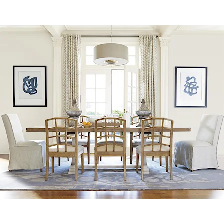 9 Piece Dining Set with Rectangular Table and Parisian Chairs